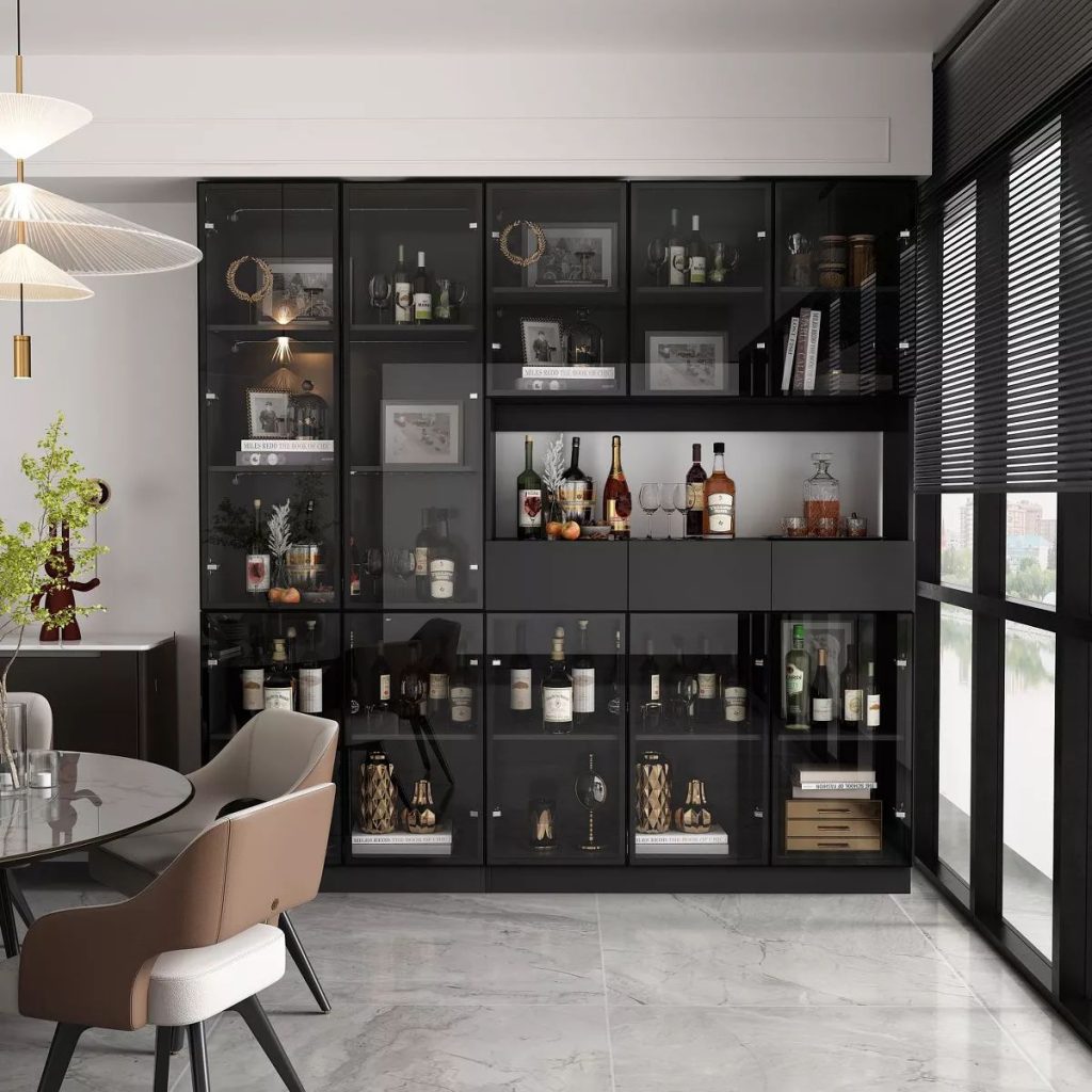 Modern Fashion Aluminium Glass Wine Cabinet
