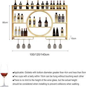 Wall Mounted Messy Champagne Gold Metal Wine Rack