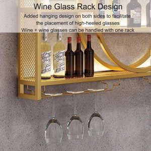 Wall Mounted Messy Champagne Gold Metal Wine Rack