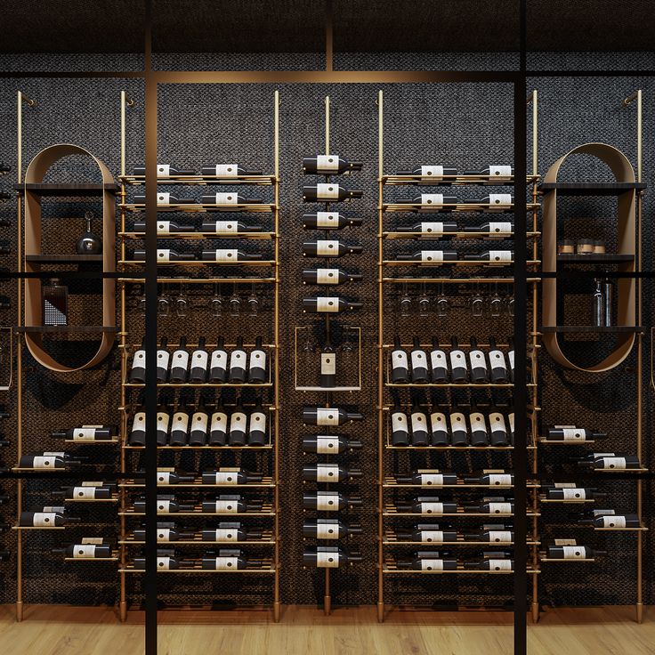 Brushed Champagne Gold Stainless Steel Wine Cabinet