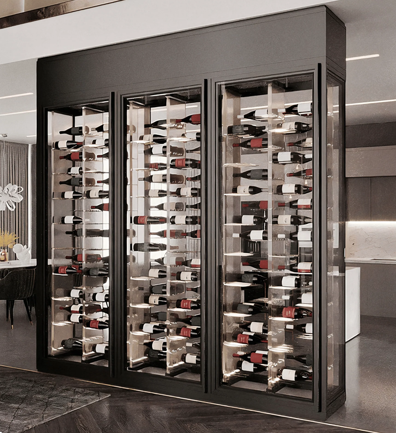 Stainless Steel Glass Enclosed Wine Cabinet