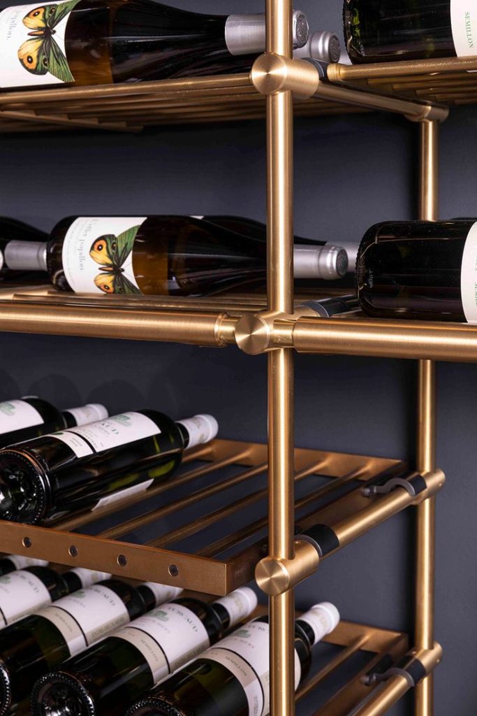 Brushed Champagne Gold Stainless Steel Wine Cabinet
