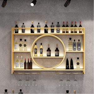 Wall Mounted Messy Champagne Gold Metal Wine Rack