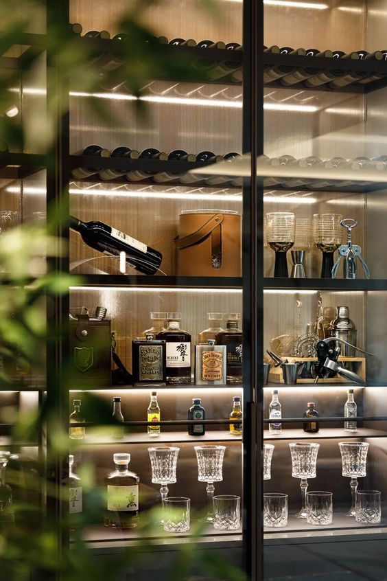 Brushed Champagne Gold Stainless Steel Wine Cabinet